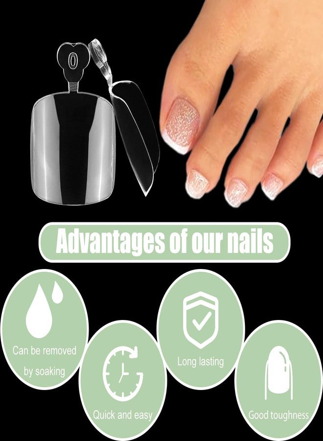 LuckForever 240pc Fake Toenail Soft Gel Toe Nail Tips Clear Press on Toenails Short Square Fake Nail for Toes, 12 Sizes False Toenail Clear Toes Nail Tips for Gel/Acrylic Toenails Extension - Image 4
